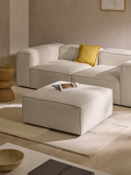 Westwing Collection Sofa-Hocker Lennon aus Leinen-Mix 50% Rabatt für begrenzte Zeit