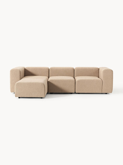Westwing Collection Modulares Bouclé-Sofa Lena (4-Sitzer) mit Hocker (links/rechts) Meist gekauft