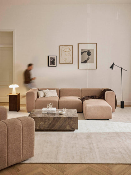 Westwing Collection Modulares Bouclé-Sofa Lena (4-Sitzer) mit Hocker (links/rechts) Meist gekauft