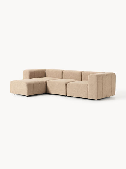 Westwing Collection Modulares Bouclé-Sofa Lena (4-Sitzer) mit Hocker (links/rechts) Meist gekauft
