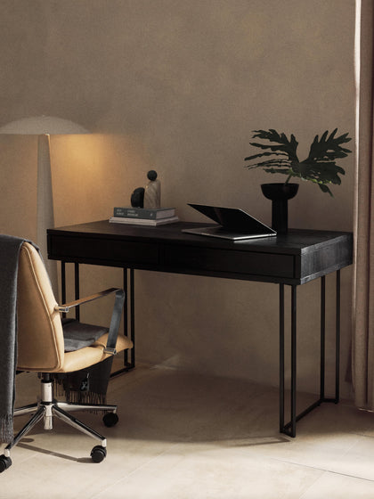 Westwing Collection Schreibtisch Luca aus Mangoholz mit Schubladen Limitierter Zeitrabatt