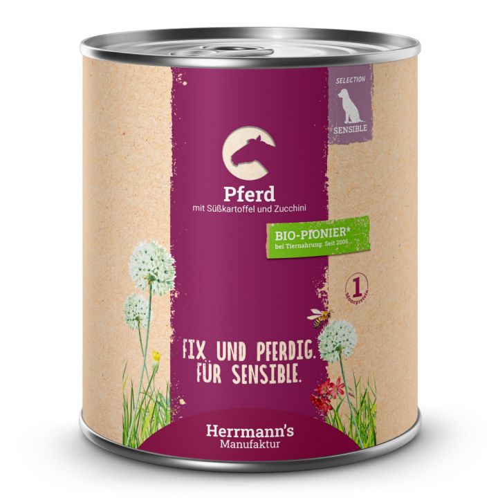 petspremium Herrmann's Pferd mit Süßkartoffel und Zucchini Selection Sensible Nassfutter 12 x 800 g petspremium Herrmann's Pferd mit Süßkartoffel und Zucchini Selection Sensible Nassfutter 12 x 800 g