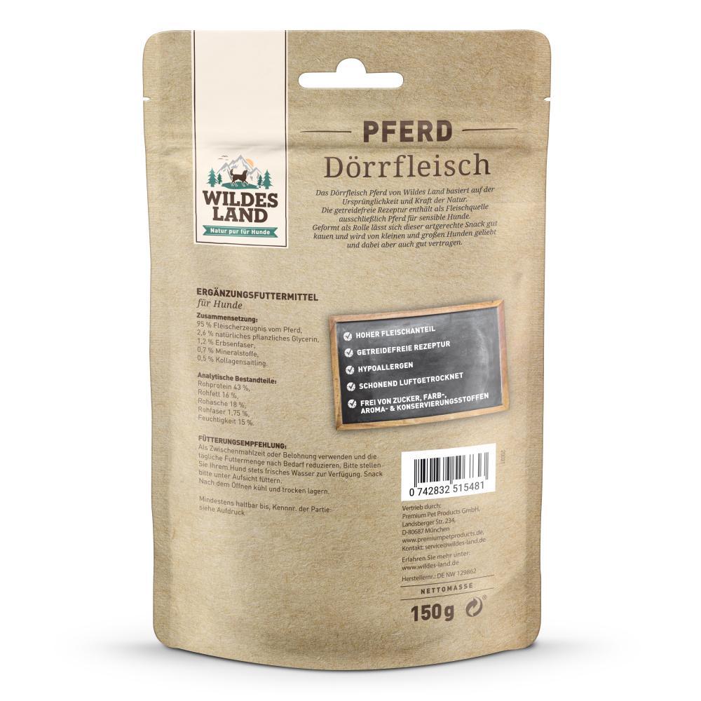 petspremium Wildes Land Pferd Dörrfleisch Snack 7 Stück Nur noch ein Tag übrig