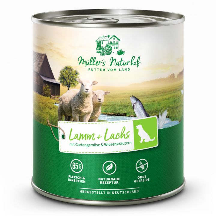 petspremium Müller’s Naturhof Lamm und Lachs Traditionell Nassfutter 6 x 800 g