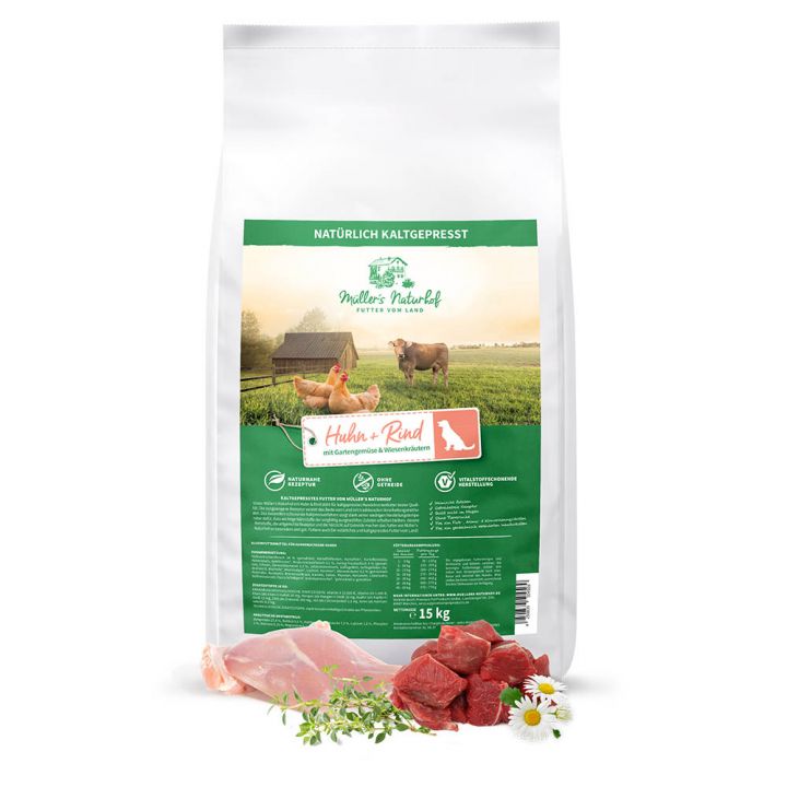 petspremium Müller’s Naturhof Huhn und Rind Getreidefrei Trockenfutter 15 kg