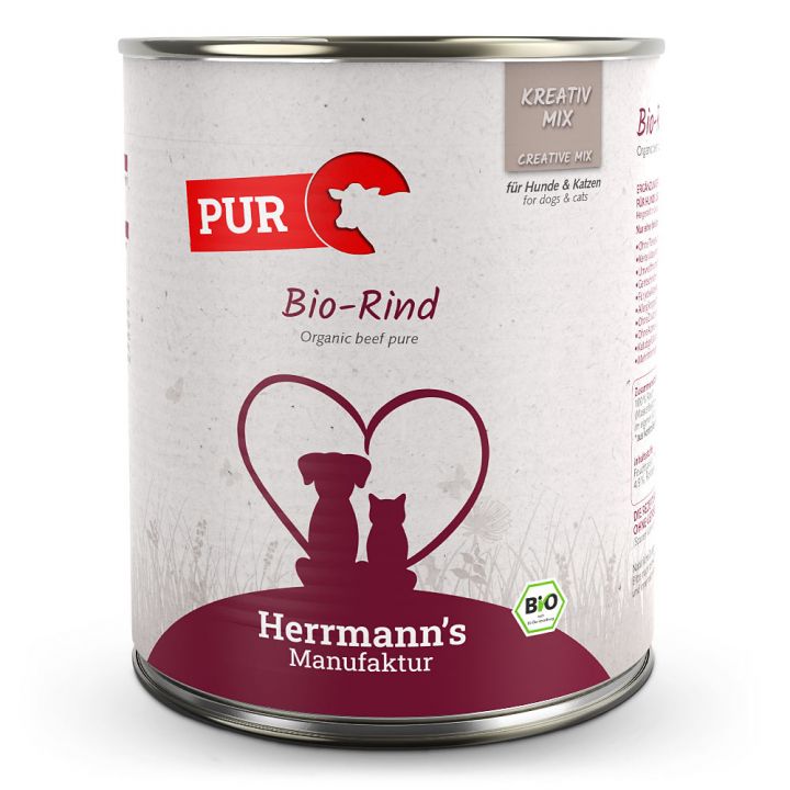 petspremium Herrmann's Bio Rind Reinfleisch Kreativ-Mix Ergänzung Nassfutter 12 x 800 g