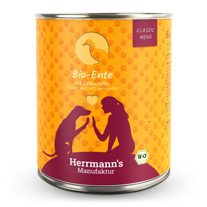 petspremium Herrmann's Bio-Ente mit Süßkartoffeln Classic Nassfutter 24 x 800 g