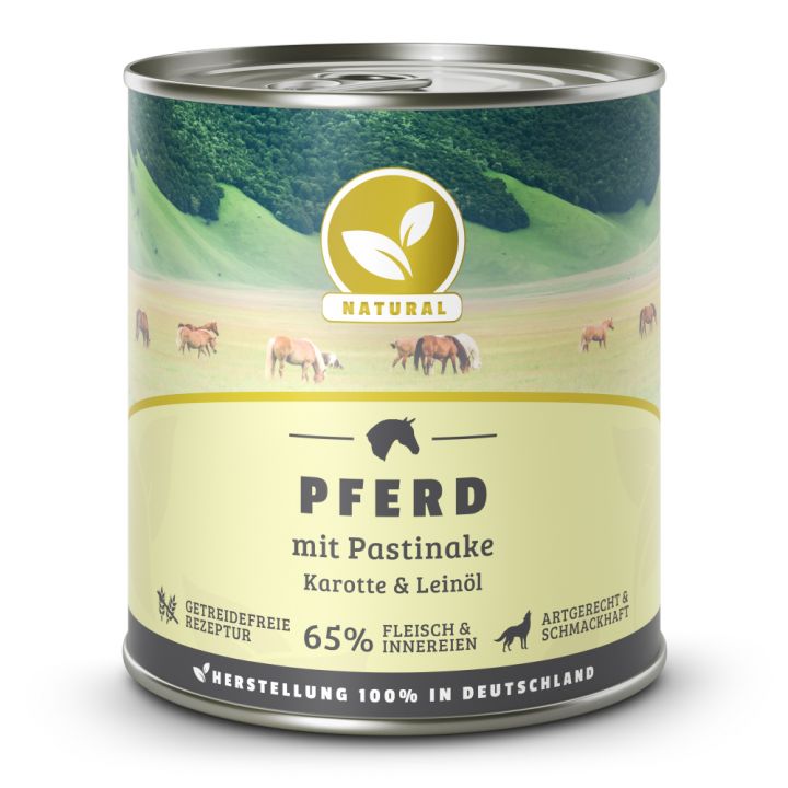 petspremium Natural Pferd mit Pastinake Karotte und Leinöl Nassfutter 24 x 800 g