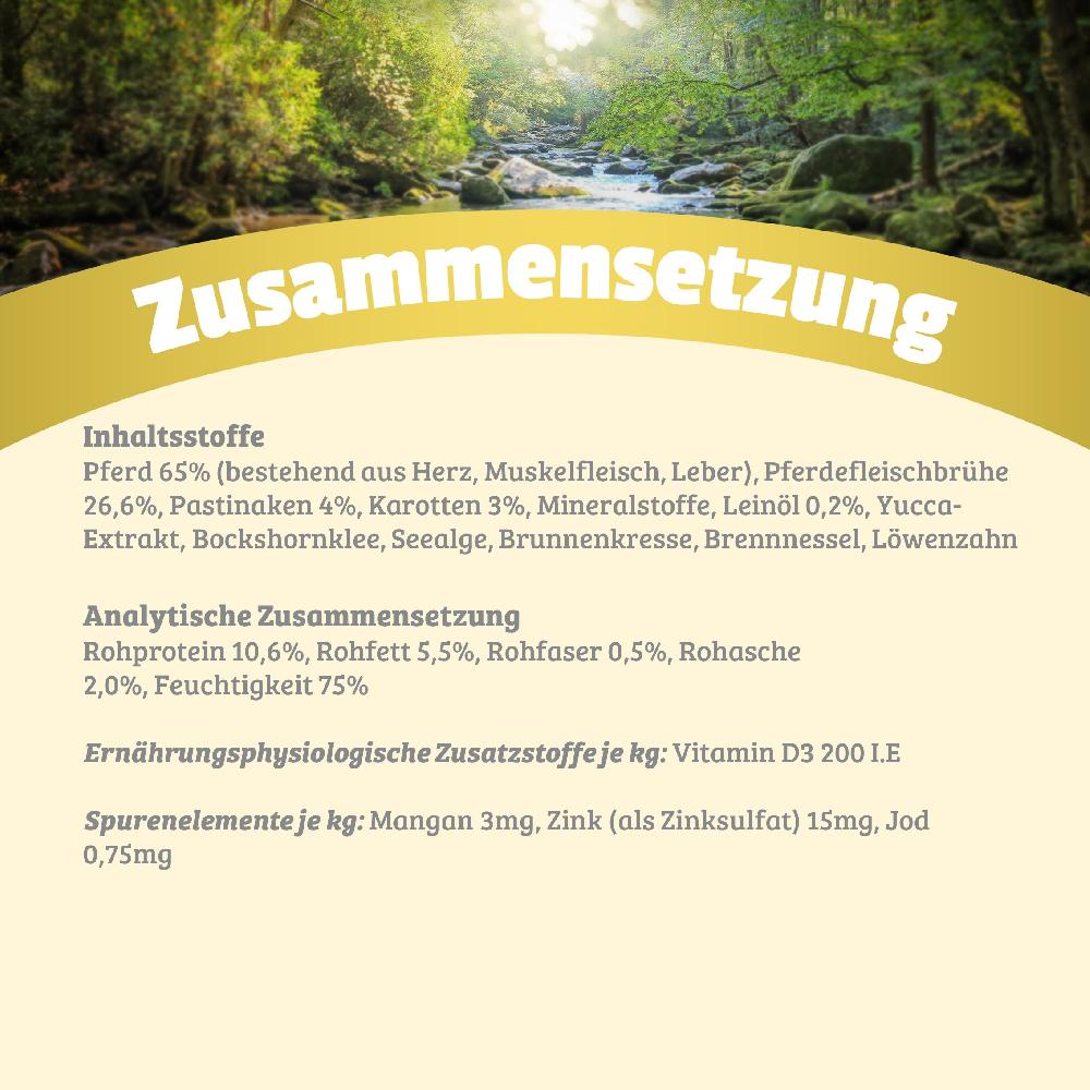 petspremium Natural Pferd mit Pastinake Karotte und Leinöl Nassfutter 24 x 800 g Fabrik Onlineshop