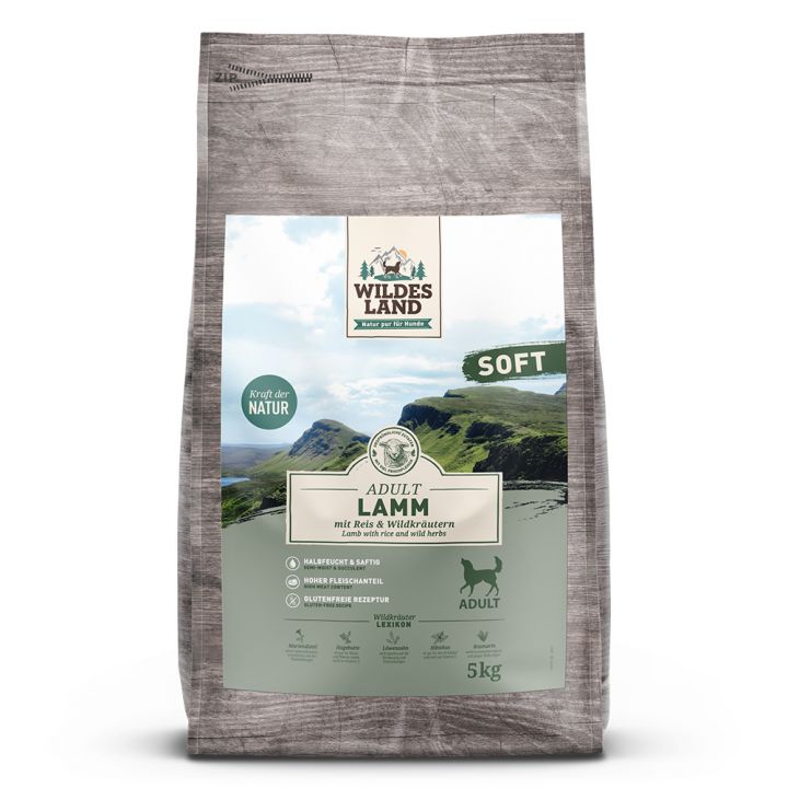 petspremium Wildes Land Lamm mit Reis und Wildkräutern Soft Adult Trockenfutter 3 x 5 kg