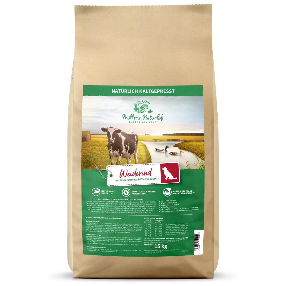 petspremium Müller’s Naturhof Weiderind Traditionell Trockenfutter 2 x 15 kg Valentinstagsangebot