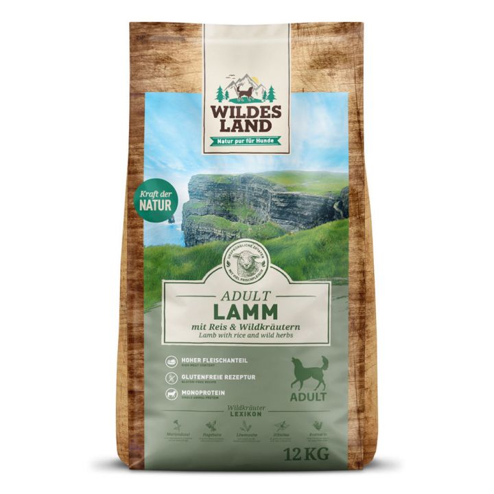 petspremium Wildes Land Lamm mit Reis und Wildkräutern Classic Adult Trockenfutter 12 kg
