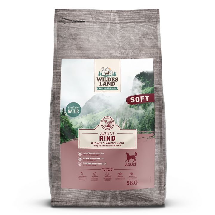 petspremium Wildes Land Rind mit Reis und Wildkräutern Soft Adult Trockenfutter 30 kg