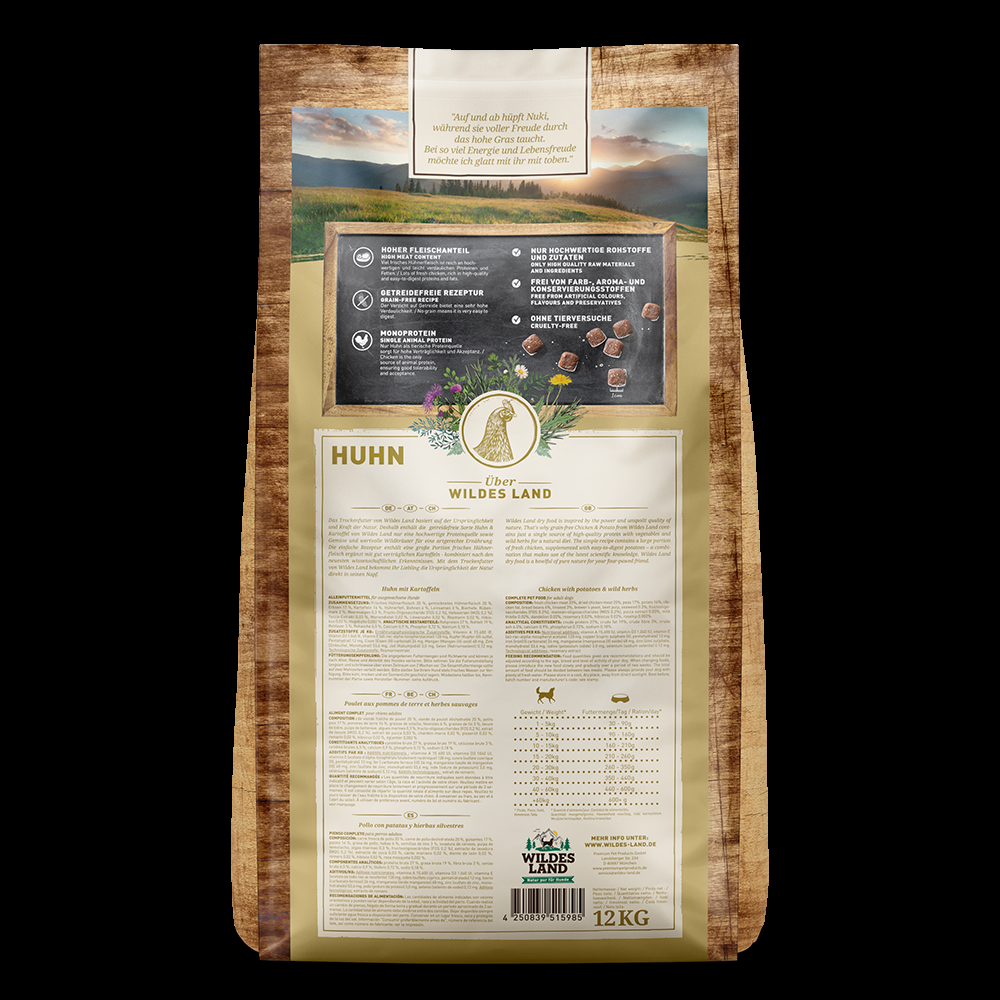 petspremium Wildes Land Huhn mit Kartoffeln und Wildkräutern Classic Adult Trockenfutter 30 kg Riesige Ersparnisse