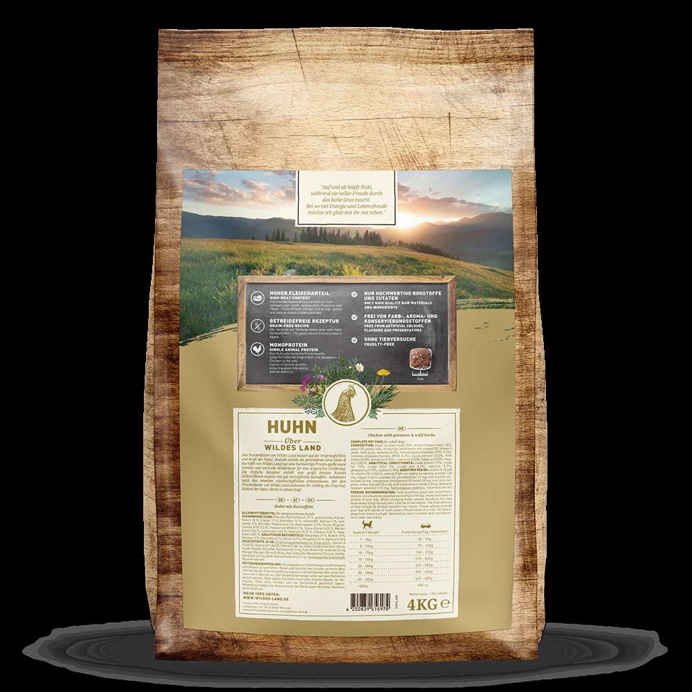 petspremium Wildes Land Huhn mit Kartoffeln und Wildkräutern Classic Adult Trockenfutter 30 kg Riesige Ersparnisse