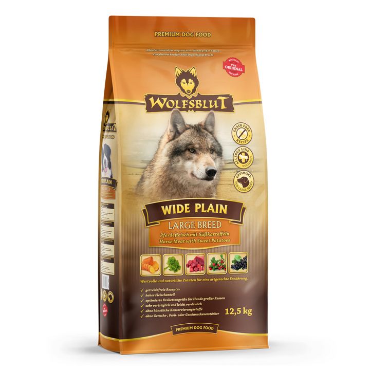 petspremium Wolfsblut Wide Plain - Pferdefleisch und Süßkartoffel Large Breed Trockenfutter 12 5 kg