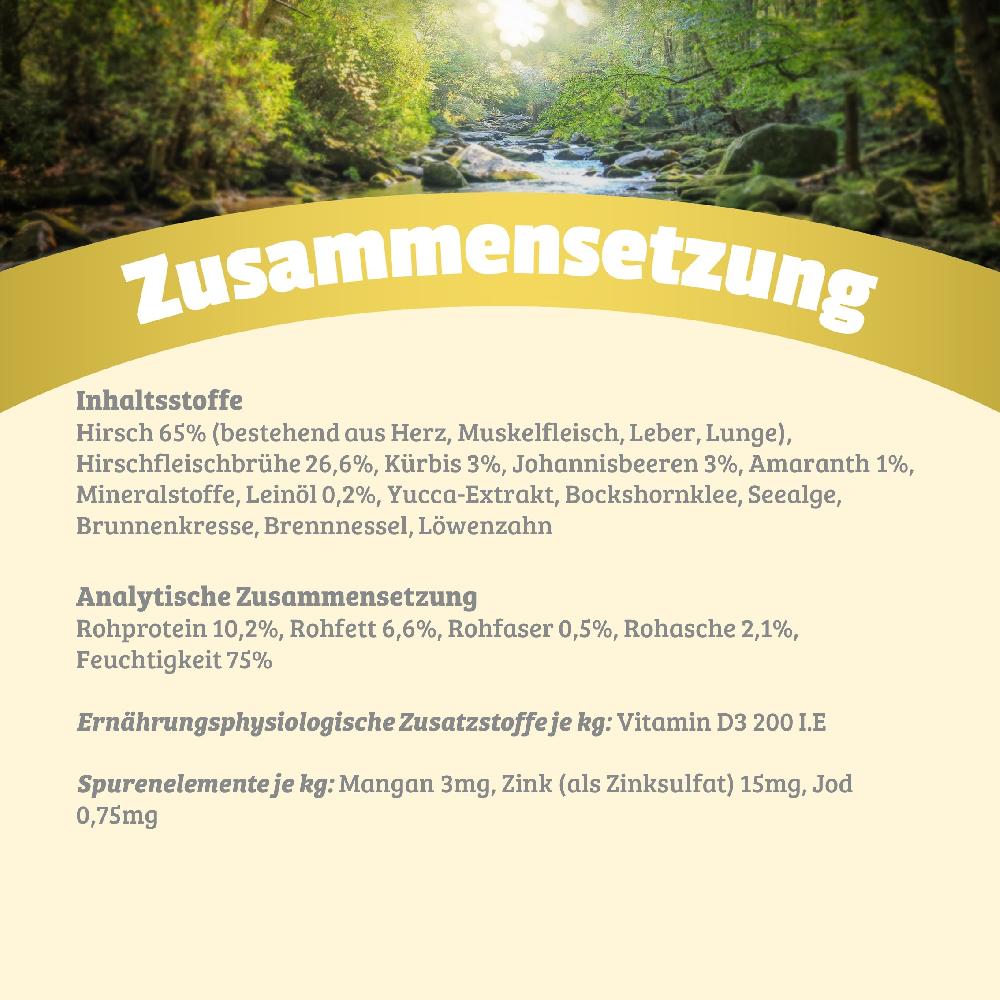 petspremium Natural Hirsch mit Kürbis Johannisbeeren Amaranth und Leinöl Nassfutter 24 x 400 g Letzte 3 Tage