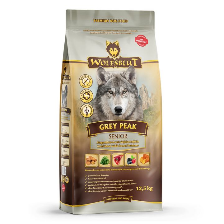 petspremium Wolfsblut Grey Peak - Ziegenfleisch und Süßkartoffel Senior Trockenfutter 12 5 kg