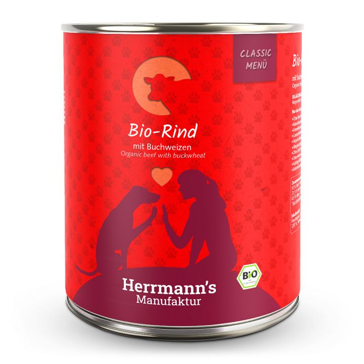 petspremium Herrmann's Bio-Rind mit Buchweizen Classic Nassfutter 24 x 800 g