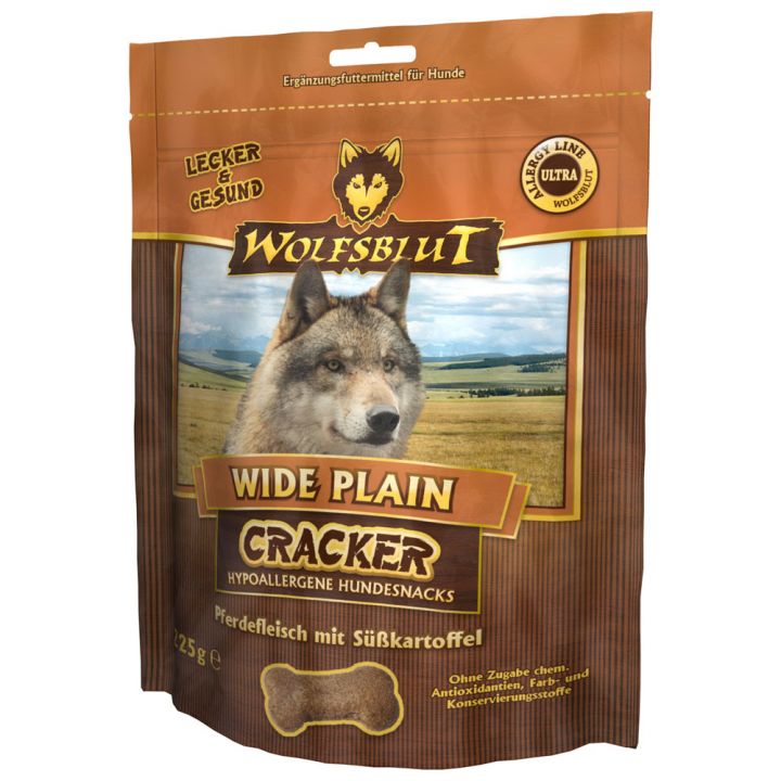 petspremium Wolfsblut Wide Plain - Pferdefleisch & Süßkartoffel Cracker Snack 6 x 225 g