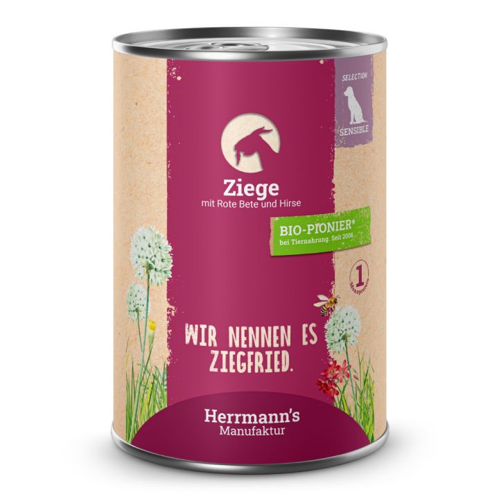 petspremium Herrmann's Ziege mit rote Beete und Hirse Selection Sensible Nassfutter 48 x 400 g