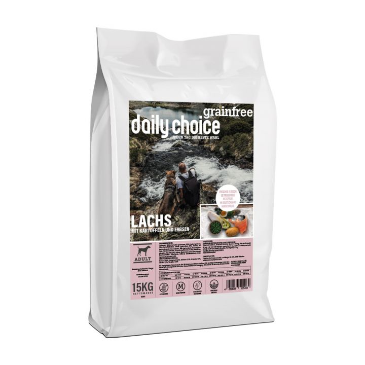 petspremium daily choice Lachs mit Kartoffeln und Erbsen Grainfree Trockenfutter 2 x 15 kg