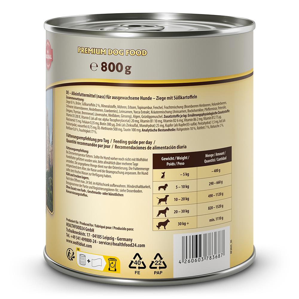 petspremium Wolfsblut Grey Peak - Ziege mit Süßkartoffeln Adult Nassfutter 6 x 800 g Schlussverkauf