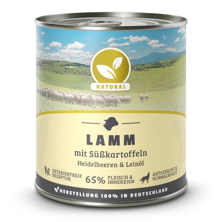 petspremium Natural Lamm mit Süßkartoffeln Heidelbeeren und Leinöl Nassfutter 12 x 800 g