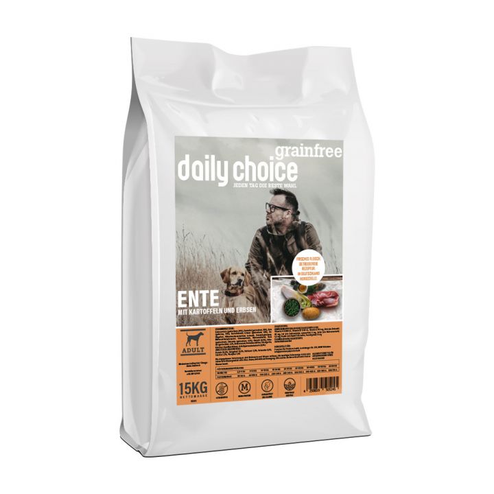 petspremium daily choice Ente mit Kartoffeln und Erbsen Grainfree Trockenfutter 2 x 15 kg