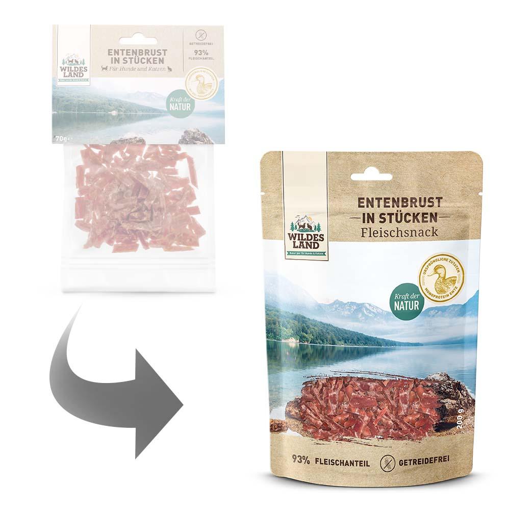 petspremium Wildes Land Entenbrust in Stücken Fleischsnacks Snack 8 x 200 g Saisonschlussverkauf