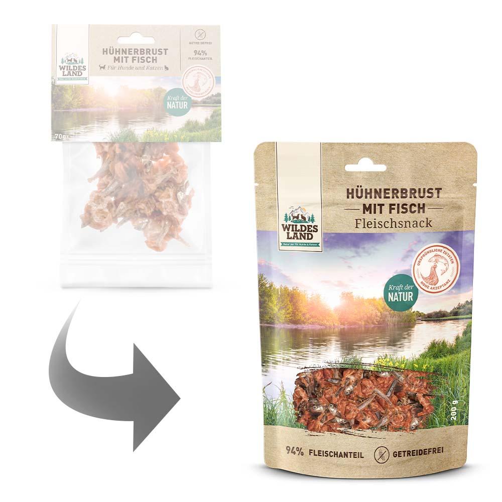 petspremium Wildes Land Hühnerbrust mit Fisch Fleischsnacks Snack 5 x 200 g Black Friday