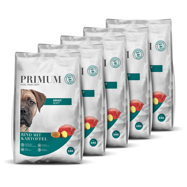 petspremium Primum Rind mit Kartoffel Soft Trockenfutter 5 x 5 kg