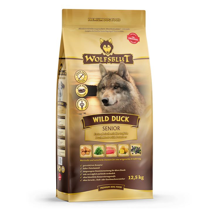 petspremium Wolfsblut Wild Duck - Ente und Kartoffel Senior Trockenfutter 12 5 kg