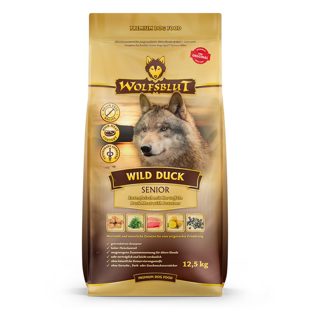 petspremium Wolfsblut Wild Duck - Ente und Kartoffel Senior Trockenfutter 12 5 kg Kauf eins, bekomm eins gratis