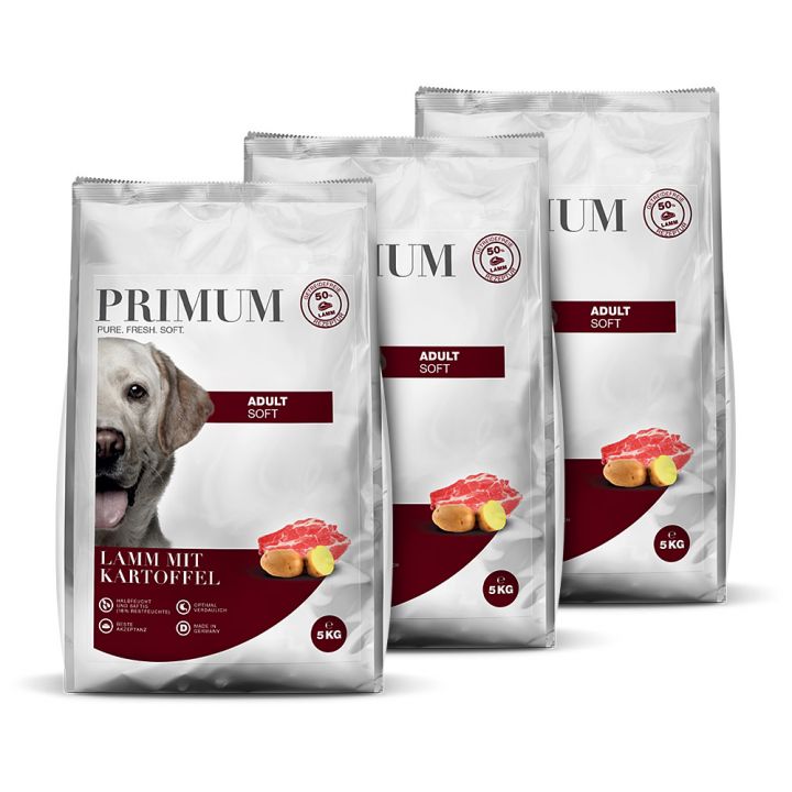petspremium Primum Lamm mit Kartoffel Soft Trockenfutter 3 x 5 kg