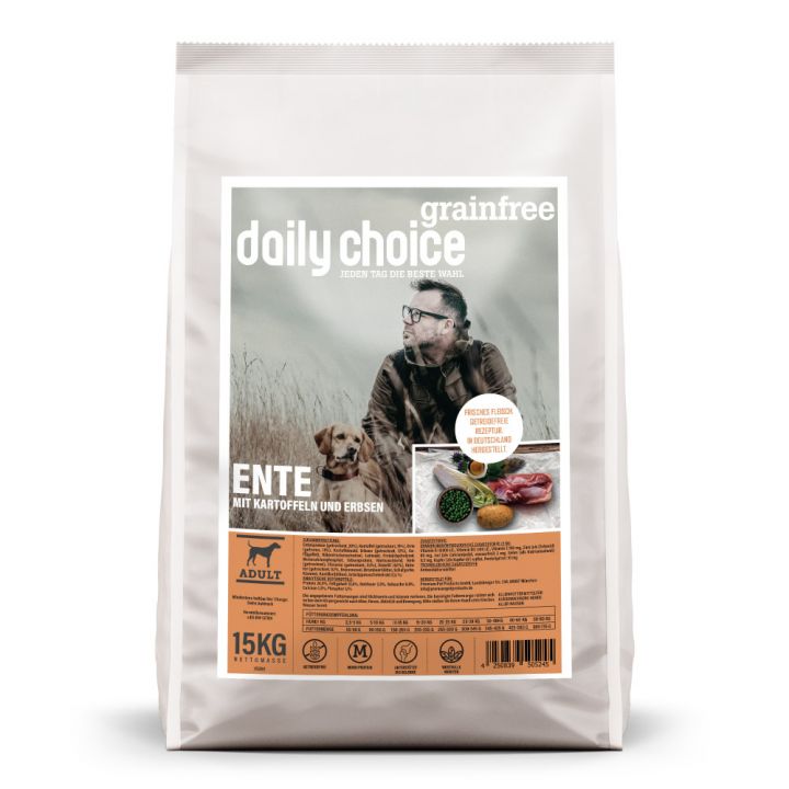 petspremium daily choice Ente mit Kartoffeln und Erbsen Grainfree Trockenfutter 15 kg