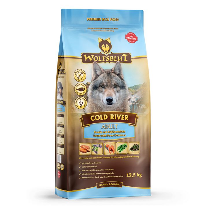 petspremium Wolfsblut Cold River - Forelle und Süßkartoffel Adult Trockenfutter 12 5 kg