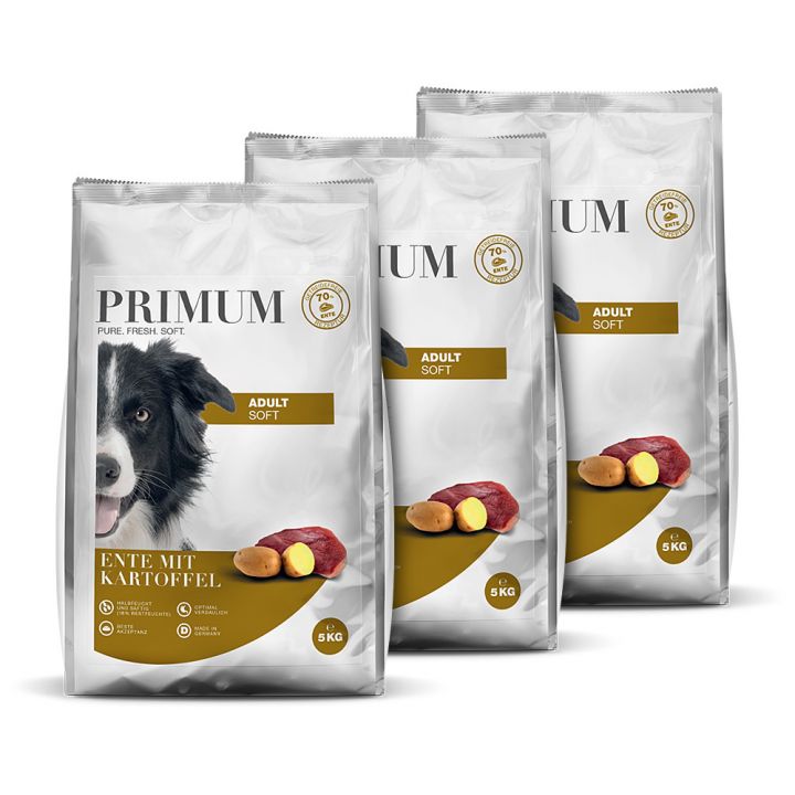 petspremium Primum Ente mit Kartoffel Soft Trockenfutter 3 x 5 kg