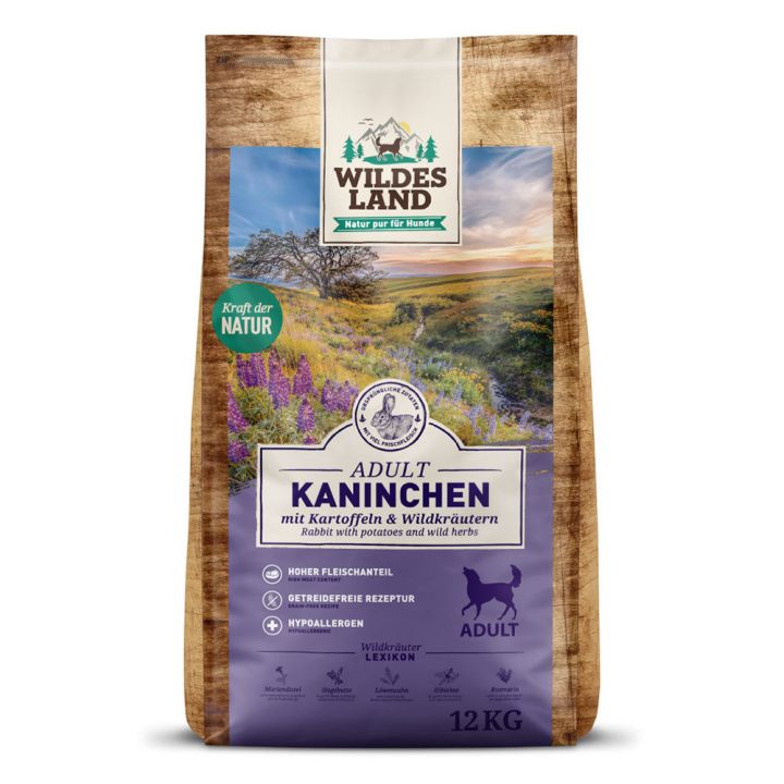 petspremium Wildes Land Kaninchen mit Kartoffeln und Wildkräutern Classic Adult Trockenfutter 2 x 12 kg