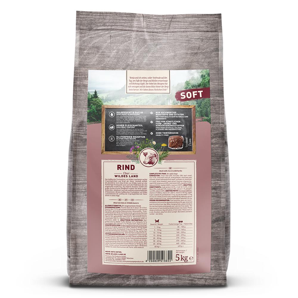 petspremium Wildes Land Rind mit Reis und Wildkräutern Soft Adult Trockenfutter 3 x 5 kg zollfrei