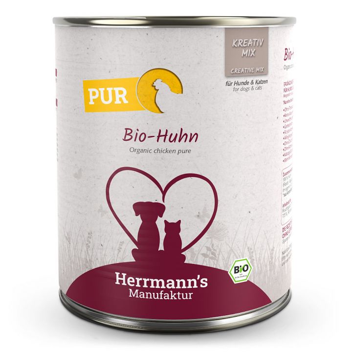 petspremium Herrmann's Bio Huhn Reinfleisch Kreativ-Mix Ergänzung Nassfutter 12 x 800 g