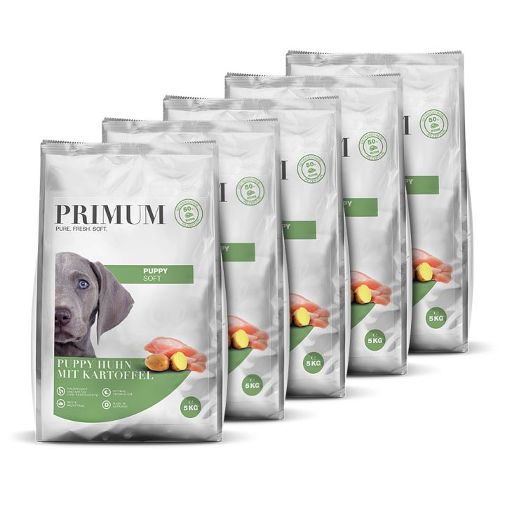 petspremium Primum Puppy Huhn mit Kartoffel Soft Trockenfutter 5 x 5 kg