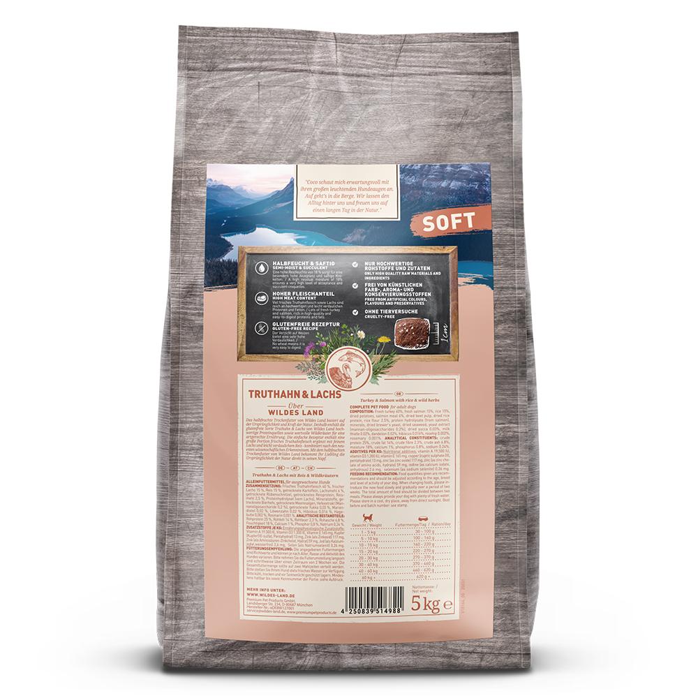 petspremium Wildes Land Truthahn und Lachs mit Reis und Wildkräutern Soft Adult Trockenfutter 3 x 5 kg Fabrikpreis