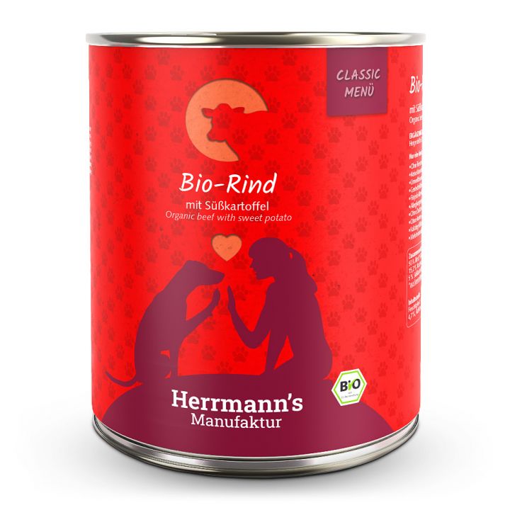 petspremium Herrmann's Bio-Rind mit Süßkartoffeln Classic Nassfutter 12 x 800 g