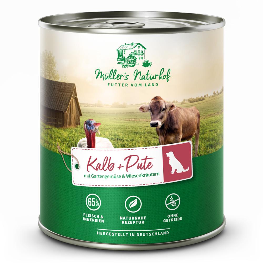petspremium Müller’s Naturhof Kalb und Pute Traditionell Nassfutter 6 x 800 g Tiefpreis