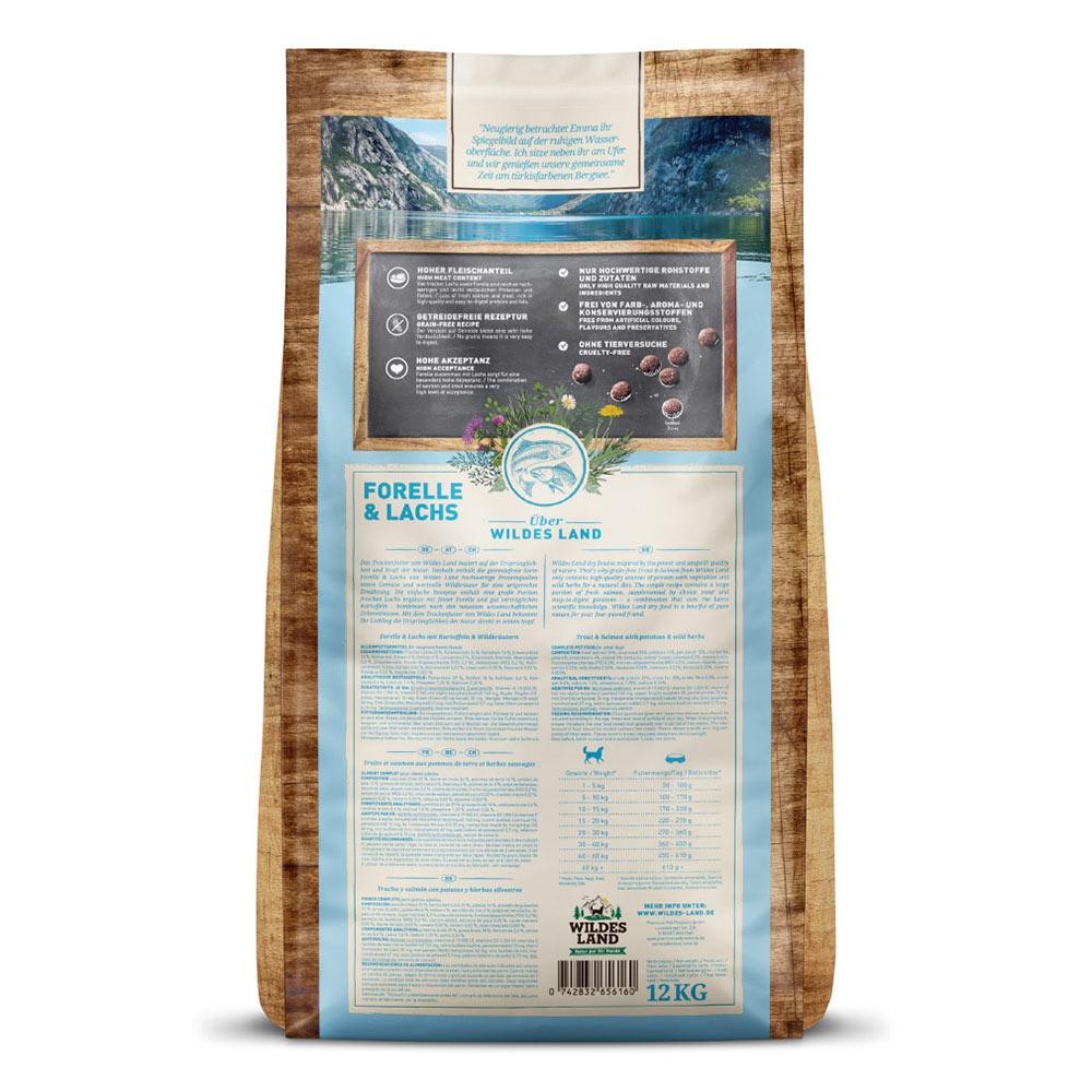 petspremium Wildes Land Forelle und Lachs mit Kartoffeln und Wildkräutern Classic Adult Trockenfutter 2 x 12 kg Vierteljährliche Förderung
