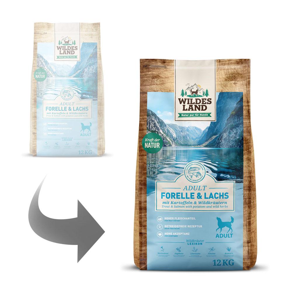petspremium Wildes Land Forelle und Lachs mit Kartoffeln und Wildkräutern Classic Adult Trockenfutter 2 x 12 kg Vierteljährliche Förderung