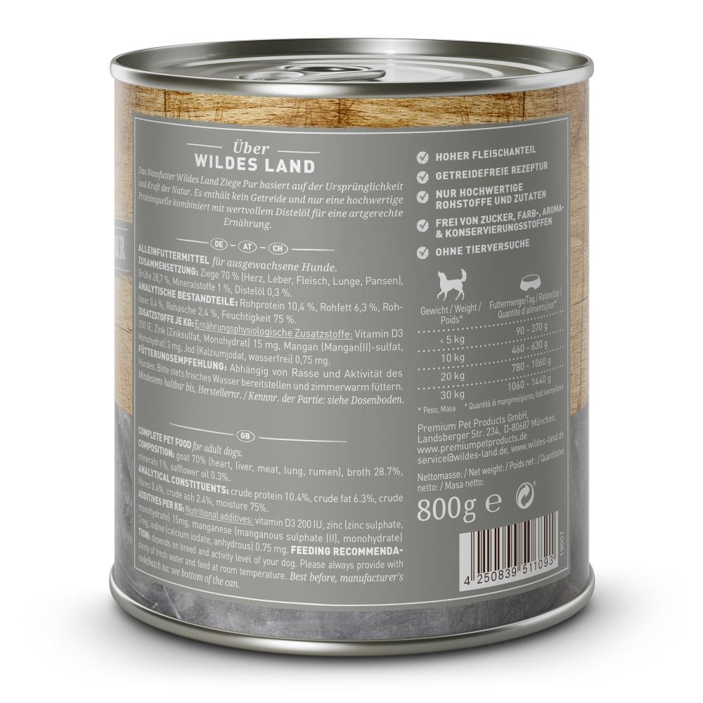 petspremium Wildes Land Ziege mit Distelöl PUR Adult Nassfutter 6 x 800 g Fabrikverkauf
