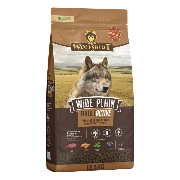 petspremium Wolfsblut Wide Plain - Pferdefleisch und Süßkartoffel Active Trockenfutter 12 5 kg