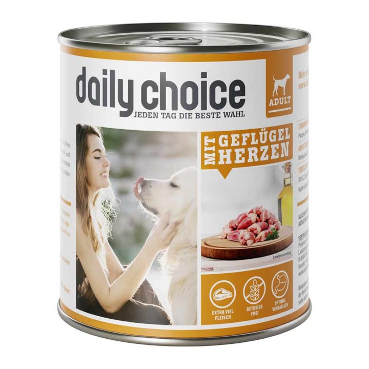 petspremium daily choice mit Geflügelherzen Nassfutter 24 x 800 g